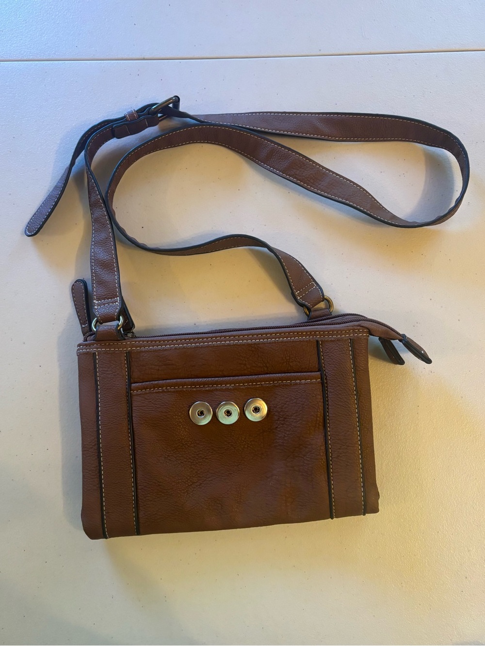 Ginger Snaps Brown Faux Leather Crossbody Bag - Classic Everyday Style